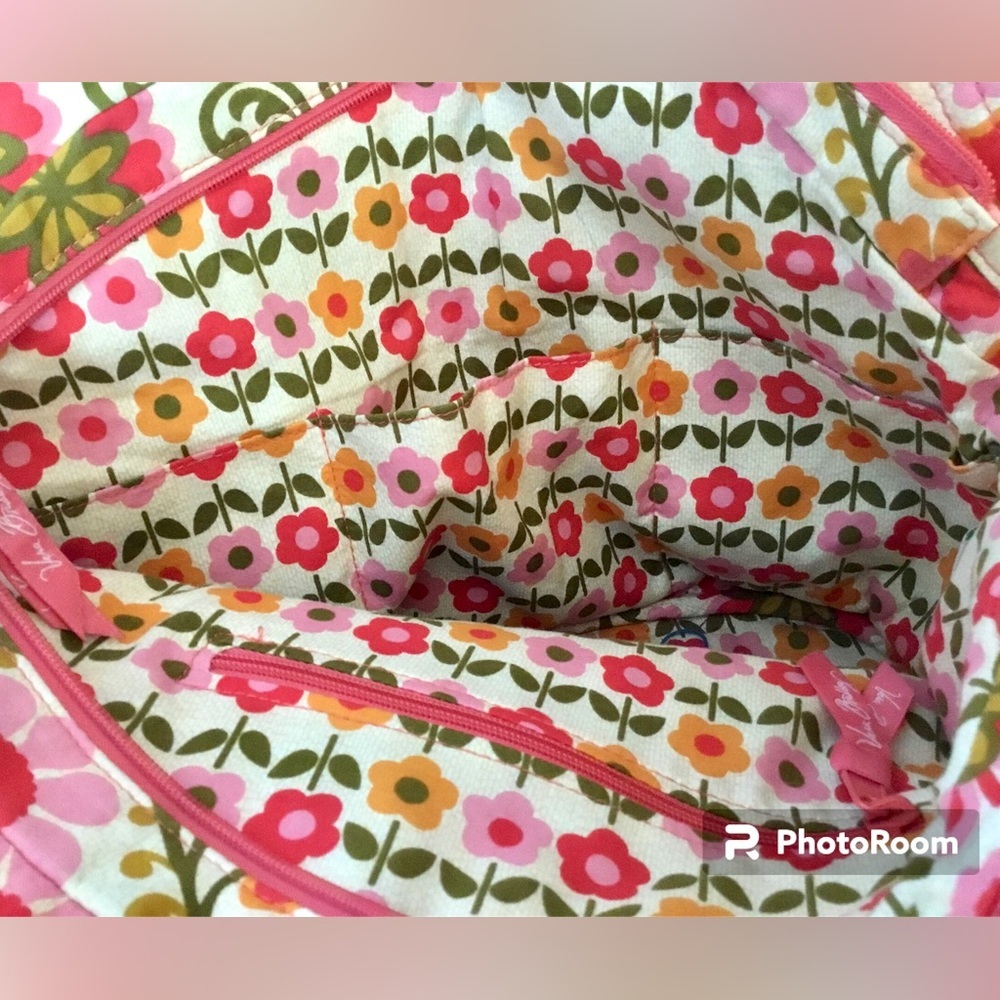 Vera Bradley Alice Folkloric Bag Pink Yellow Retired Quilted Purse - Picture 9 of 11